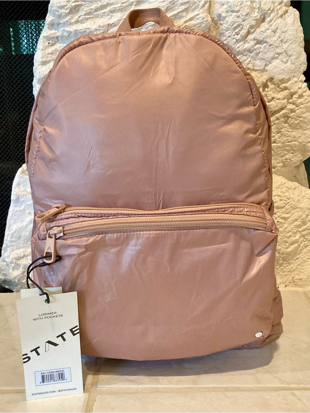 NWT STATE Lorimer Lightweight Latte Backpack with matching pouch